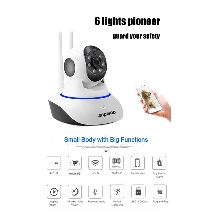 Anpwoo AP001 1.0MP 720P HD WiFi IP Camera, Support Motion Detection / Night Vision(White)