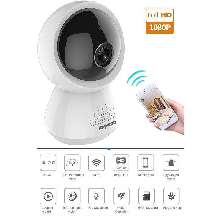 Anpwoo AP005 2.0MP 1080P 1/2.7 inch CMOS HD WiFi IP Camera, Support Motion Detection / Night Vision(White)