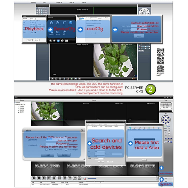 A8B3/Kit 2MP 8CH 1080P CCTV Security Camera System AHD DVR Surveillance Kit, Support Night Vision / Motion Detection(White)