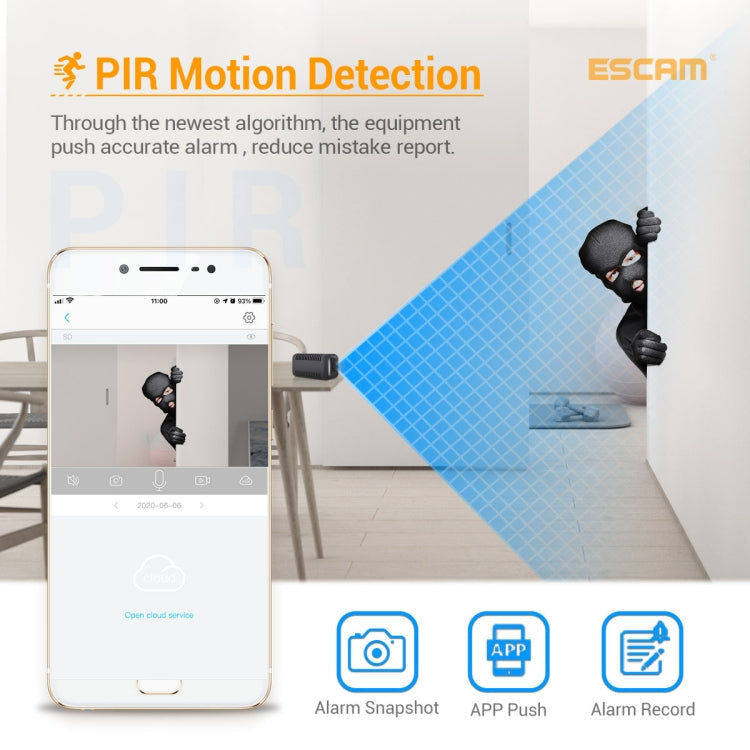 ESCAM G18 1080P Full HD Rechargeable Battery WiFi IP Camera, Support Night Vision / PIR Motion Detection / TF Card / Two Way Audio (Black)