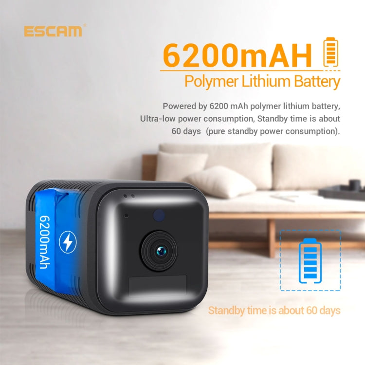 ESCAM G18 1080P Full HD Rechargeable Battery WiFi IP Camera, Support Night Vision / PIR Motion Detection / TF Card / Two Way Audio (Black)