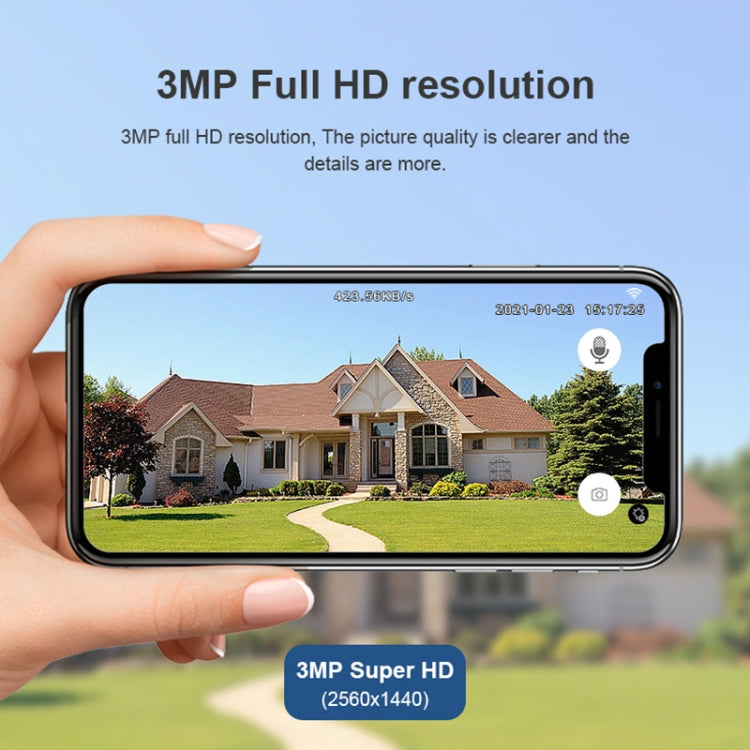 QX55 3.0 Million Pixels IP65 Waterproof 2.4G Wireless IP Camera, Support Motion Detection & Two-way Audio & Night Vision & TF Card, AU Plug