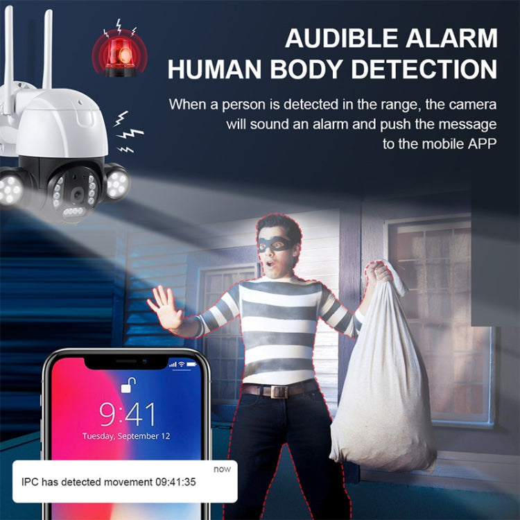 QX55 3.0 Million Pixels IP65 Waterproof 2.4G Wireless IP Camera, Support Motion Detection & Two-way Audio & Night Vision & TF Card, AU Plug