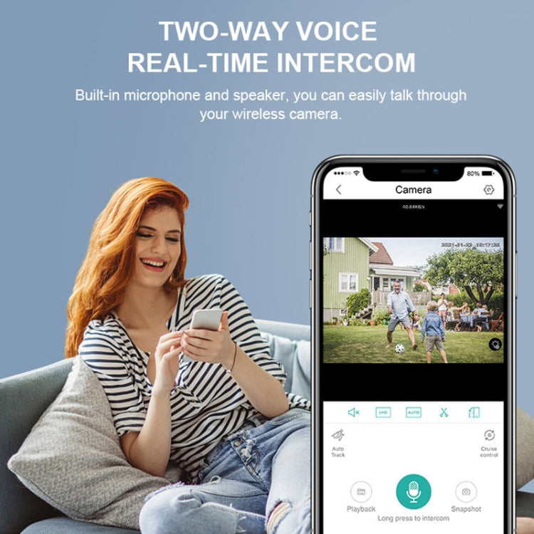 QX55 3.0 Million Pixels IP65 Waterproof 2.4G Wireless IP Camera, Support Motion Detection & Two-way Audio & Night Vision & TF Card, US Plug
