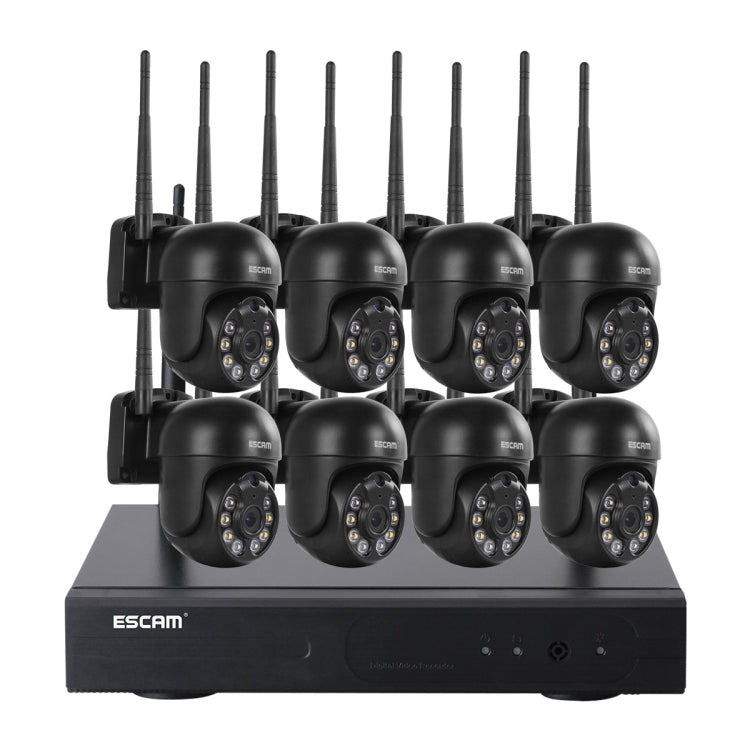 ESCAM WNK618 3.0 Million Pixels 8-channel Wireless Dome Camera HD NVR Security System, Support Motion Detection & Two-way Audio & Full-color Night Vision & TF Card, AU Plug