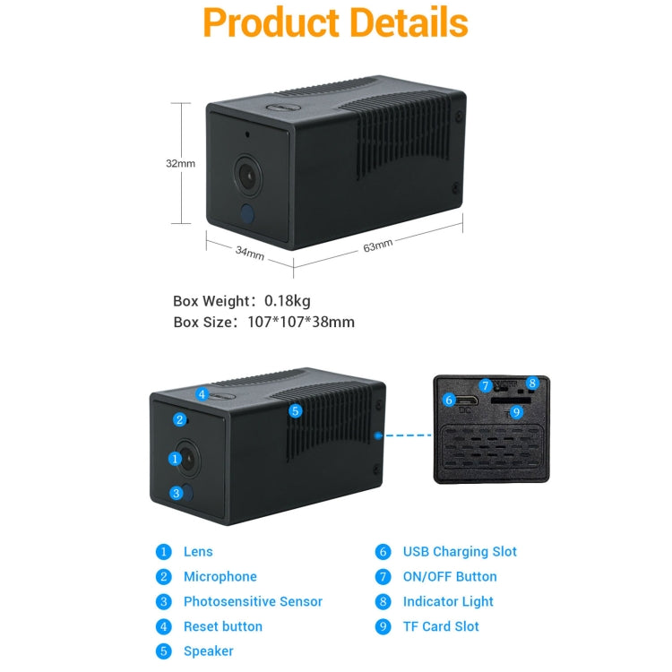 G17 2.0 Million Pixels HD 1080P Smart WiFi IP Camera, Support Night Vision & Two Way Audio & Motion Detection & TF Card, EU Plug