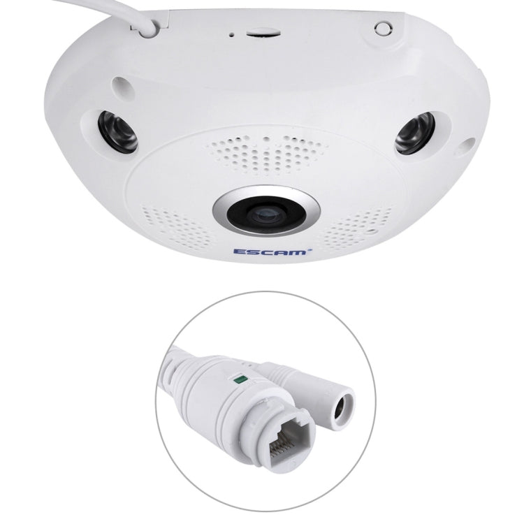 ESCAM Shark QP180 960P 360 Degrees Fisheye Lens 1.3MP WiFi IP Camera, Support Motion Detection / Night Vision, IR Distance: 10m