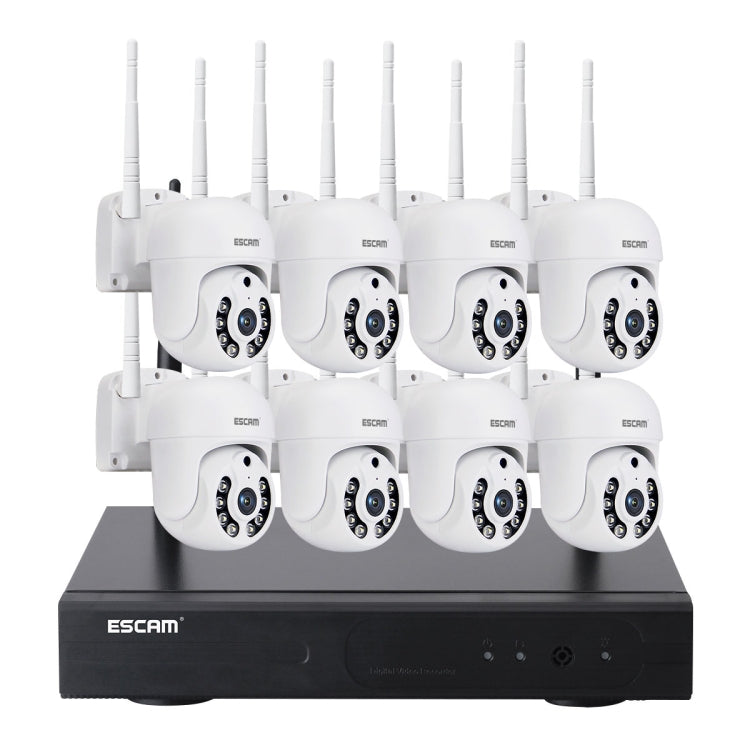 ESCAM WNK718 HD 3.0 Million Pixels 8-channel Wireless + 8IPC Wireless NVR Security System, US Plug