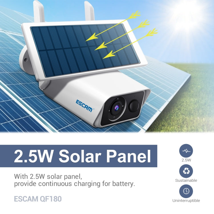 ESCAM QF180 H.265 3MP Solar Wifi IP Camera, Without Battery(White)