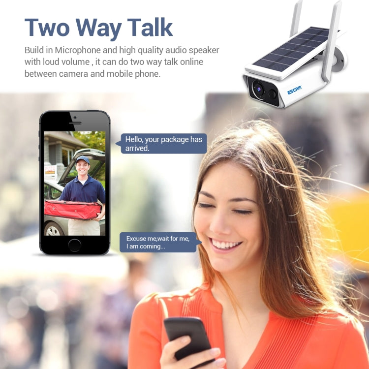 ESCAM QF180 H.265 3MP Solar Wifi IP Camera, Without Battery(White)