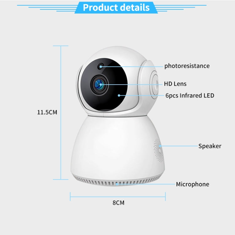 YT24 V380 1.0MP Pan-tilt IP Camera WiFi Smart Security Camera, Support TF Card / Two-way Audio / Motion Detection / Night Vision(EU Plug)