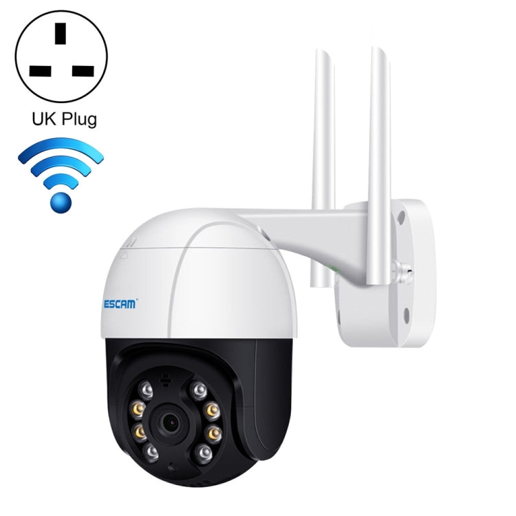 ESCAM QF218 1080P Pan / Tilt AI Humanoid Detection IP66 Waterproof WiFi IP Camera, Support ONVIF / Night Vision / TF Card / Two-way Audio, UK Plug