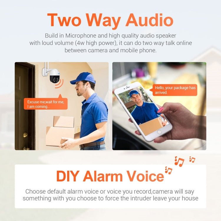 ESCAM QF218 1080P Pan / Tilt AI Humanoid Detection IP66 Waterproof WiFi IP Camera, Support ONVIF / Night Vision / TF Card / Two-way Audio, UK Plug