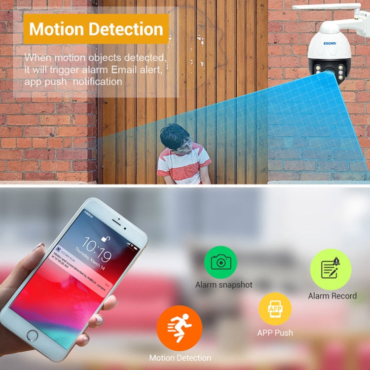 ESCAM Q5068 H.265 5MP Pan / Tilt / 4X Zoom WiFi Waterproof IP Camera, Support ONVIF Two Way Talk & Night Vision, AU Plug