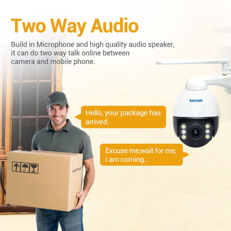 ESCAM Q5068 H.265 5MP Pan / Tilt / 4X Zoom WiFi Waterproof IP Camera, Support ONVIF Two Way Talk & Night Vision, US Plug