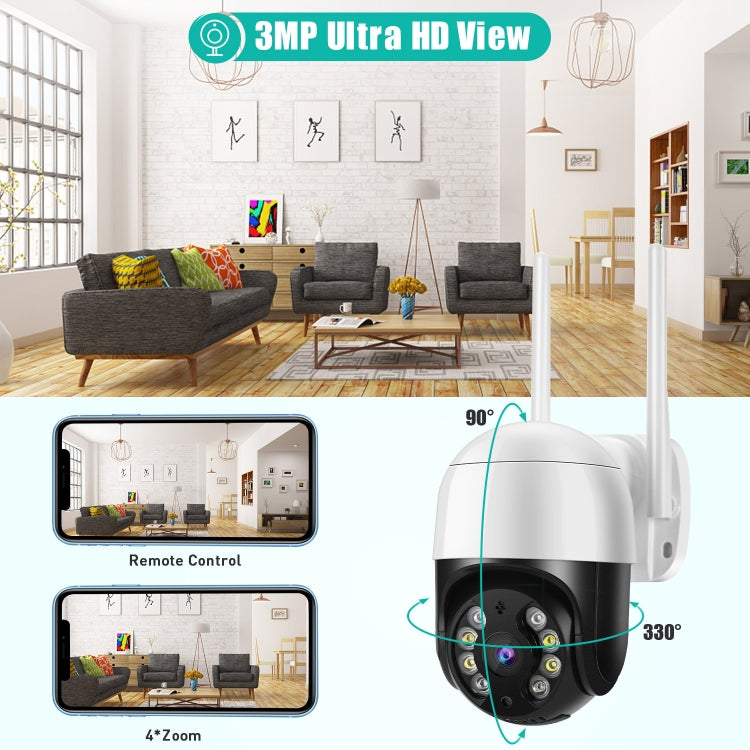 QX29 3.0MP HD WiFi IP Camera, Support Night Vision & Motion Detection & Two Way Audio & TF Card, US Plug
