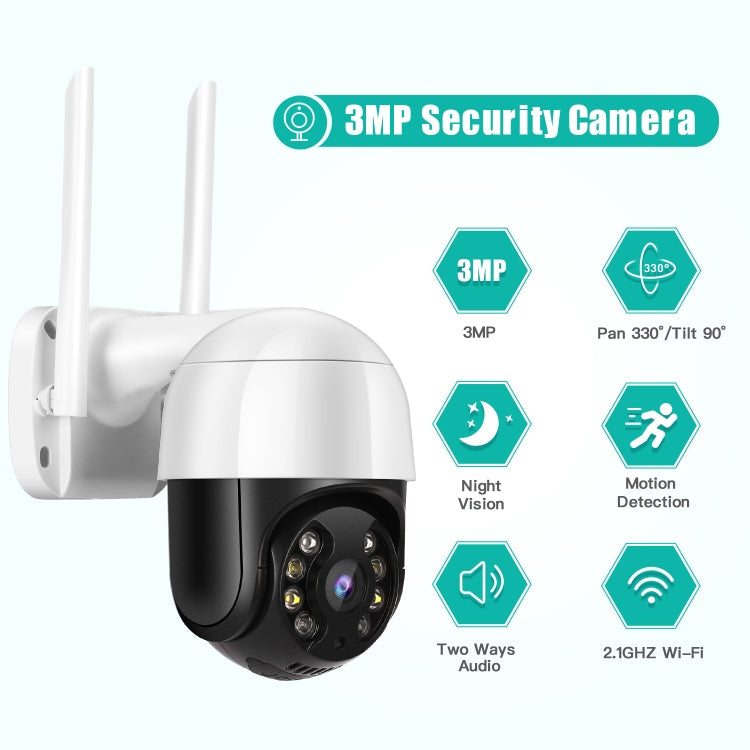 QX29 3.0MP HD WiFi IP Camera, Support Night Vision & Motion Detection & Two Way Audio & TF Card, US Plug