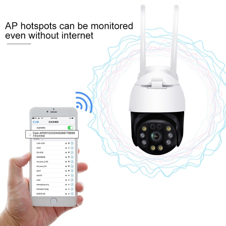 QX36 1080P 3.0MP 3.6mm Lens IP65 Waterproof PTZ 360 Degree Rotating WIFI Camera, Support Day and Night Full Color & Two-way Voice Intercom & Motion Humanoid Detection & Video Playback & 128GB TF Card, EU Plug