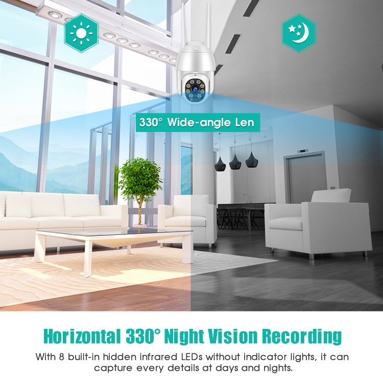 QX43-2 1080P 2.0MP Lens IP66 Waterproof PTZ Rotating WIFI Camera, Support Infrared Night Vision & Two-way Voice Intercom & Motion Detection & 128GB TF Card, UK Plug