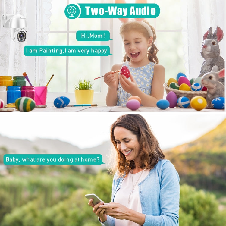 QX43-2 1080P 2.0MP Lens IP66 Waterproof PTZ Rotating WIFI Camera, Support Infrared Night Vision & Two-way Voice Intercom & Motion Detection & 128GB TF Card, EU Plug