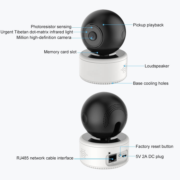 YT46 HD Wireless Indoor Network Shaking Head Camera, Support Motion Detection & Infrared Night Vision & Micro SD Card, UK Plug