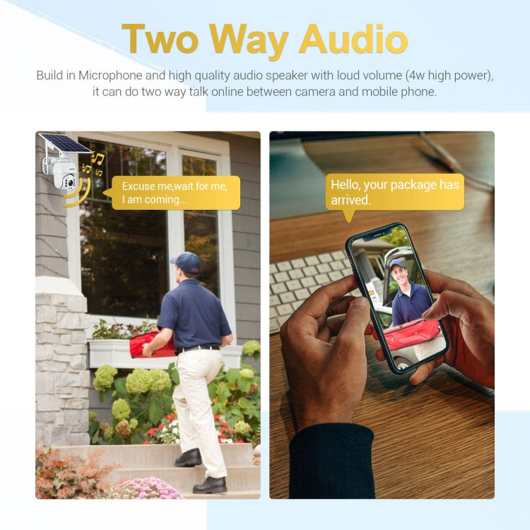 ESCAM QF280 HD 1080P IP66 Waterproof WiFi Solar Panel PT IP Camera without Battery, Support Night Vision / Motion Detection / TF Card / Two Way Audio (White)