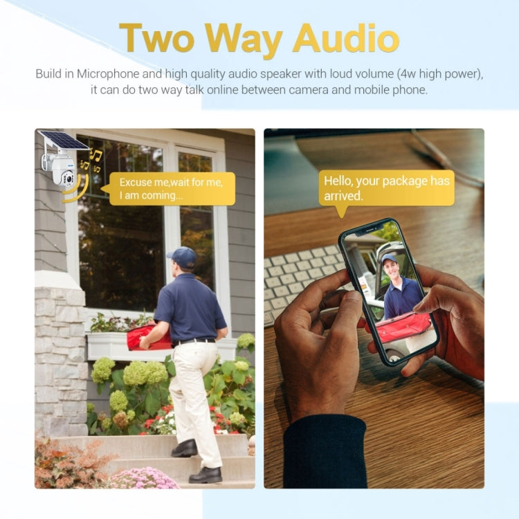 ESCAM QF280 HD 1080P IP66 Waterproof WiFi Solar Panel PT IP Camera with Battery, Support Night Vision / Motion Detection / TF Card / Two Way Audio (White)