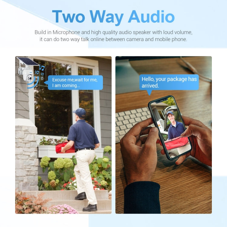 ESCAM QF480 US Version HD 1080P IP66 Waterproof 4G Solar Panel PT IP Camera without Battery, Support Night Vision / Motion Detection / TF Card / Two Way Audio (White)