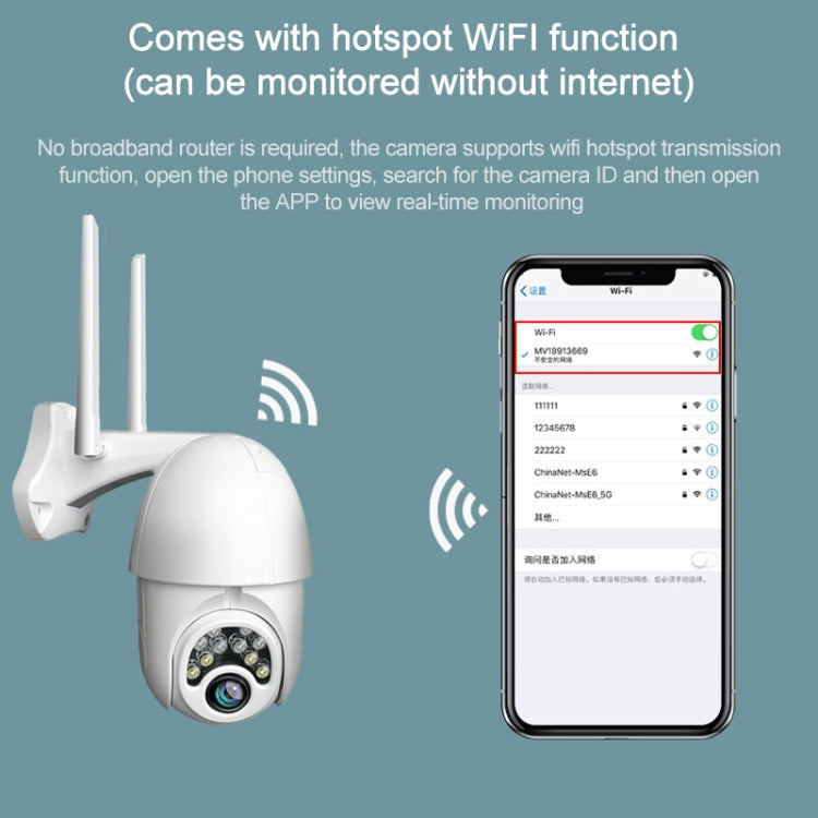 Q10 Outdoor Mobile Phone Remotely Rotate Wireless WiFi 10 Lights IR Night Vision HD Camera, Support Motion Detection Video / Alarm & Recording, EU Plug