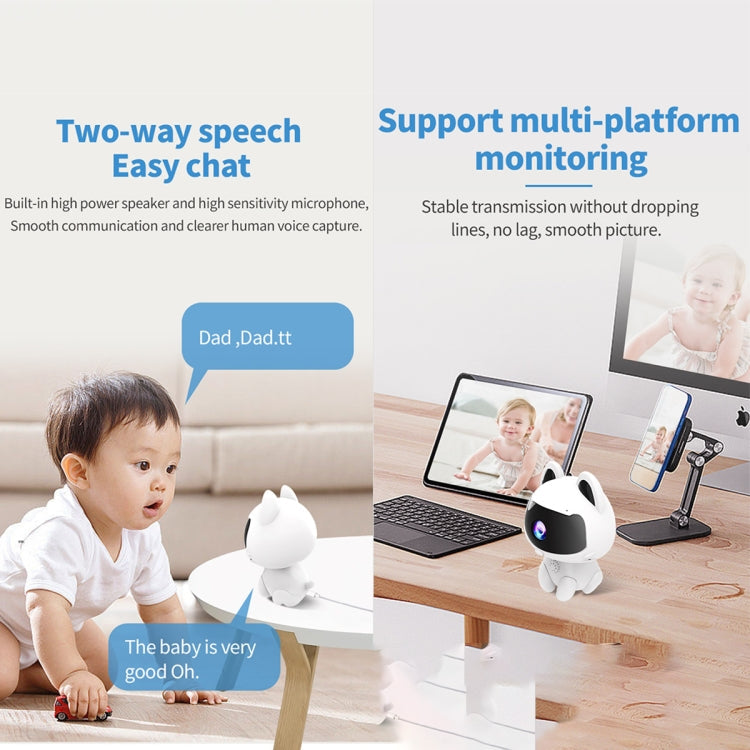 K9 Cute Pets Smart Home Camera, Support Night Vision & Two-way Voice & Motion Detection (White)