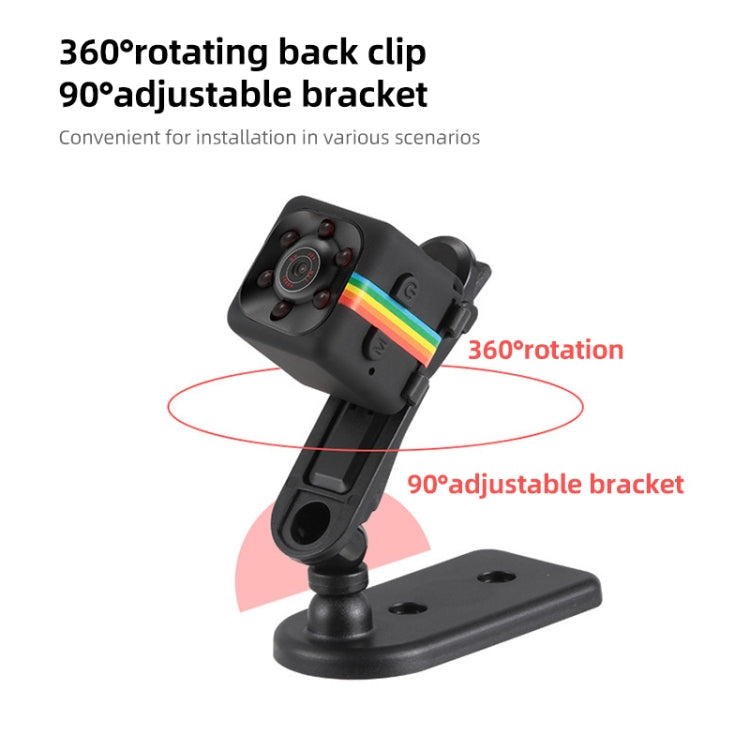 SQ11 Mini DV HD 1080P 6 LEDs Sport Recorder Camera with Holder, Support Monitor Detection & IR Night Vision & TF Card (Black)