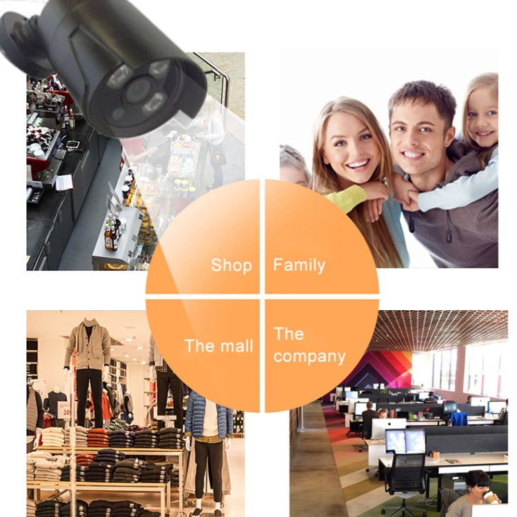 4CH HD 720P 1.0 Mega Pixel 2.4GHz WiFi IP Bullet Camera + NVR Kit (Black)