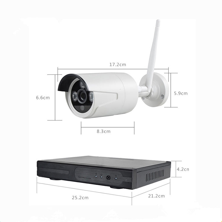 4CH HD 720P 1.0 Mega Pixel 2.4GHz WiFi IP Bullet Camera + NVR Kit