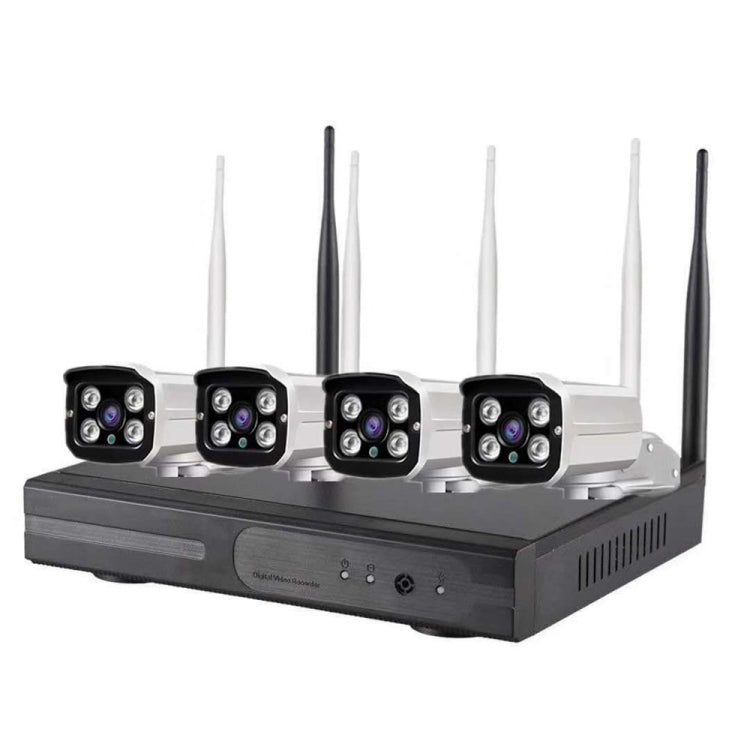 4CH HD 720P 1.0 Mega Pixel 2.4GHz WiFi IP Bullet Camera + NVR Kit