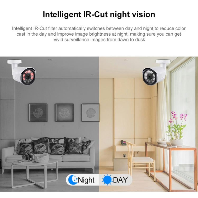 A4B3 / Kit 4CH 1080N Surveillance DVR System and 720P 1.0MP HD Weatherproof CCTV Bullet Camera, Support Infrared Night Vision & P2P & QR Code Scan Remote Access(White)