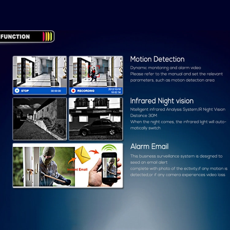 A8B3 / Kit 8CH 1080N Surveillance DVR System and 720P 1.0MP HD Weatherproof Bullet Camera, Support Infrared Night Vision & P2P & Phone Remote Monitor(White)