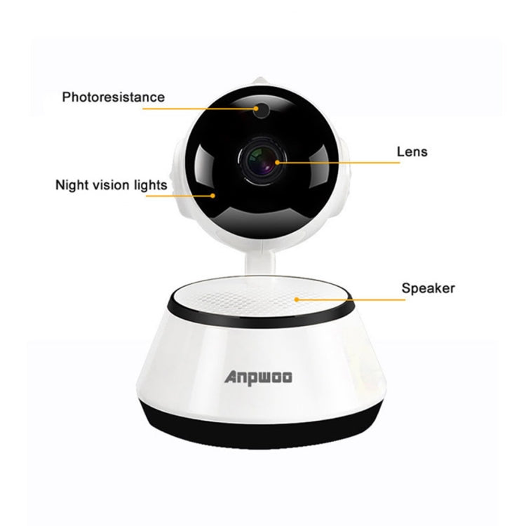 Anpwoo YT001 720P HD WiFi IP Camera with 6 PCS Infrared LEDs, Support Motion Detection & Night Vision & TF Card(Max 64GB)