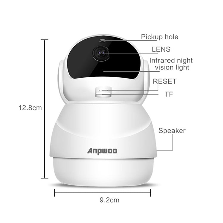 Anpwoo Warrior GM8135+SC2145 1080P HD WiFi IP Camera, Support Motion Detection & Infrared Night Vision & TF Card(Max 128GB)(White)