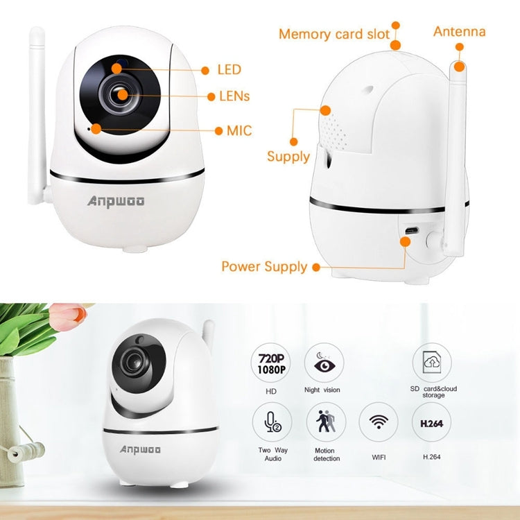 Anpwoo YT008 720P HD WiFi IP Camera, Support Motion Detection & Infrared Night Vision & SD Card(Max 32GB)(White)