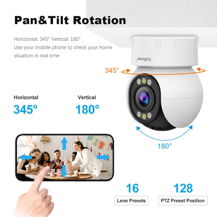 SriHome SH046 4.0 Million Pixels FHD Low Power Consumption Wireless Home Security Camera System (UK Plug)