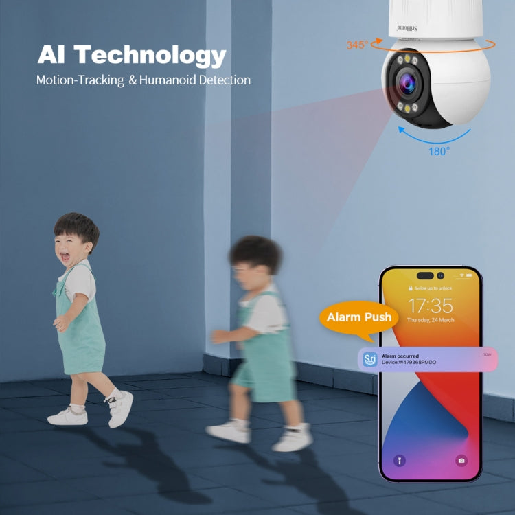 SriHome SH046 4.0 Million Pixels FHD Low Power Consumption Wireless Home Security Camera System (UK Plug)