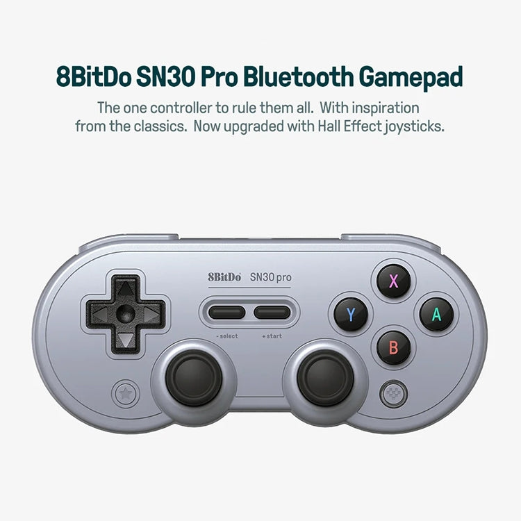 8BitDo SN30 Pro Bluetooth Gamepad Hall Version for Switch / Steam / PC / Android (Grey)