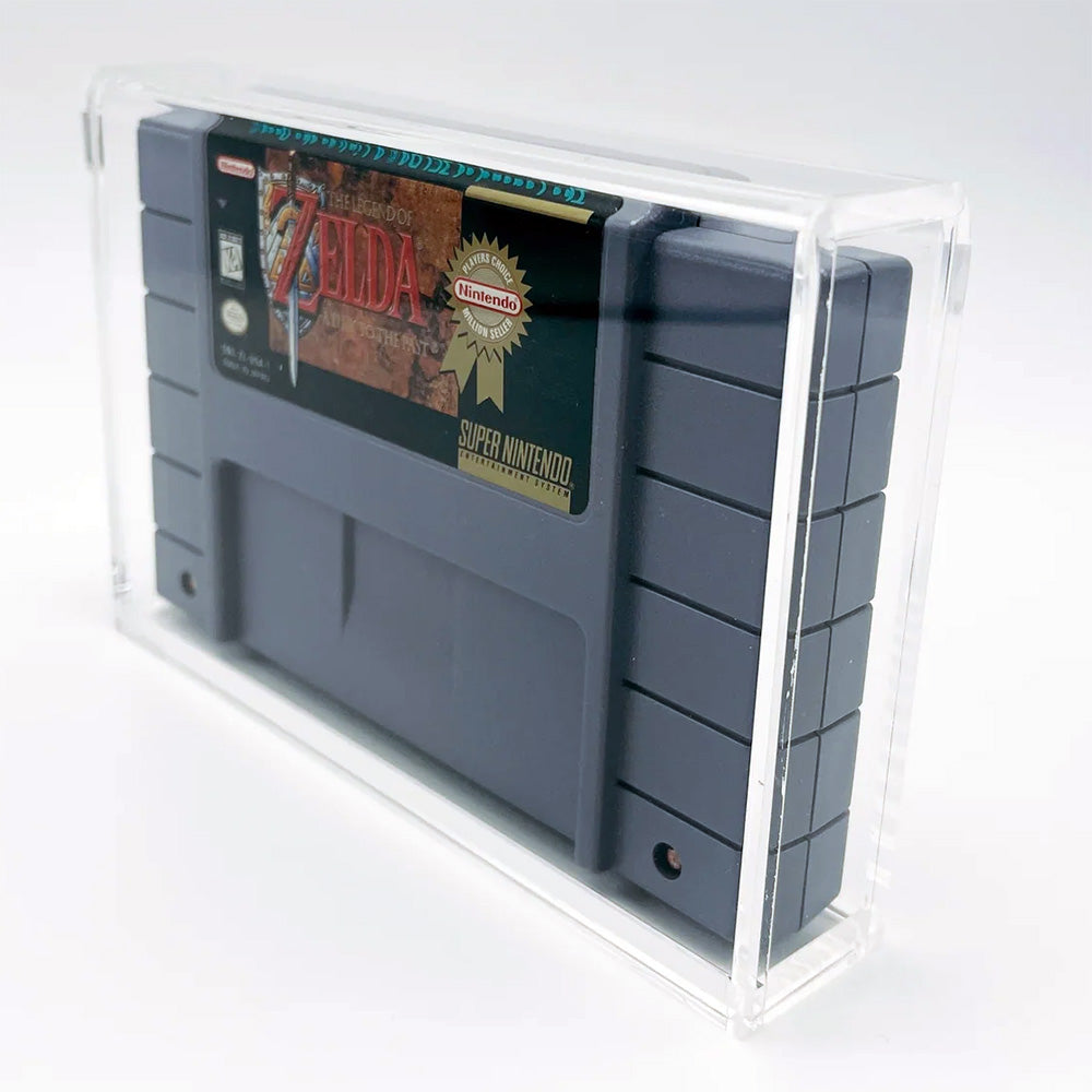 Acrylic Case for SNES Super Nintendo Standard Video Game Cartridges, 4mm thick, UV Resistant & Magnetic Slide Bottom