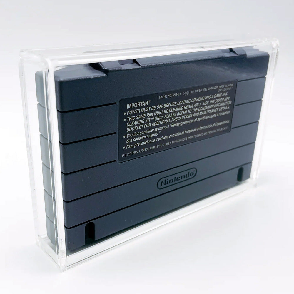 Acrylic Case for SNES Super Nintendo Standard Video Game Cartridges, 4mm thick, UV Resistant & Magnetic Slide Bottom