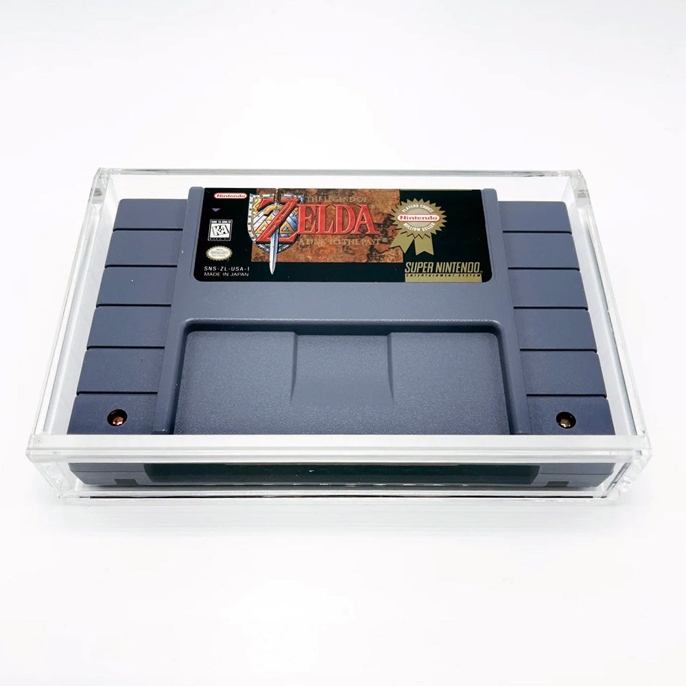 Acrylic Case for SNES Super Nintendo Standard Video Game Cartridges, 4mm thick, UV Resistant & Magnetic Slide Bottom