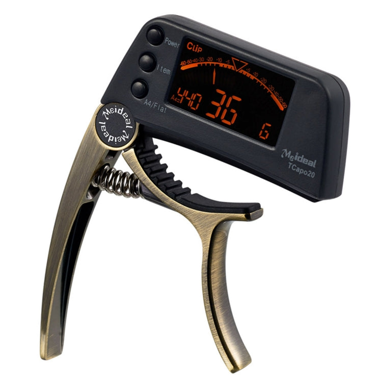 Professional Guitar Tuner Clip, Loftstyle Chromatic Clip-on Tuner with Rotational LCD Screen Light Display Single-handed Guitar Capo
