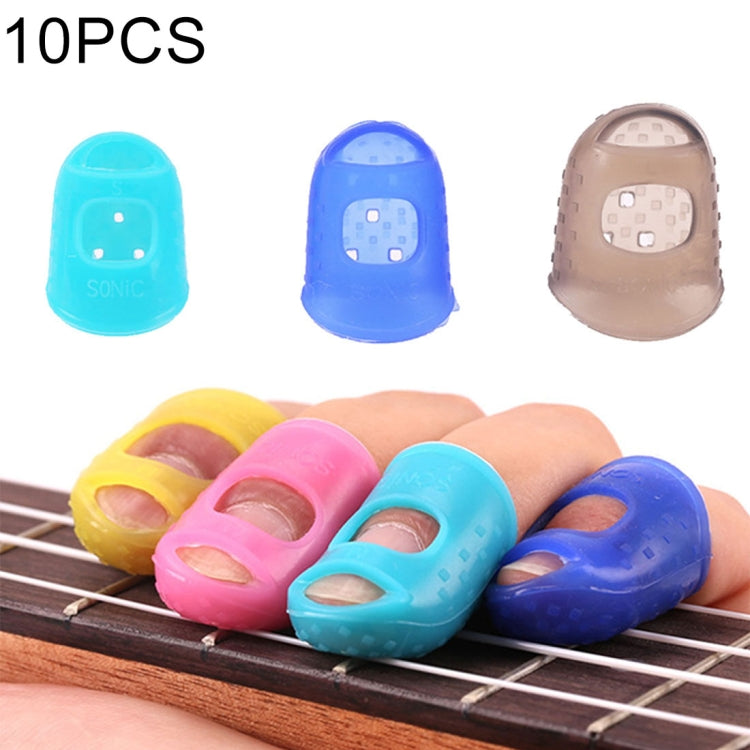 10 PCS Guitar Ukulele Stringed Instrument Finger Protector Anti-pain Finger Cap in Random Color Delivery(Size: L)