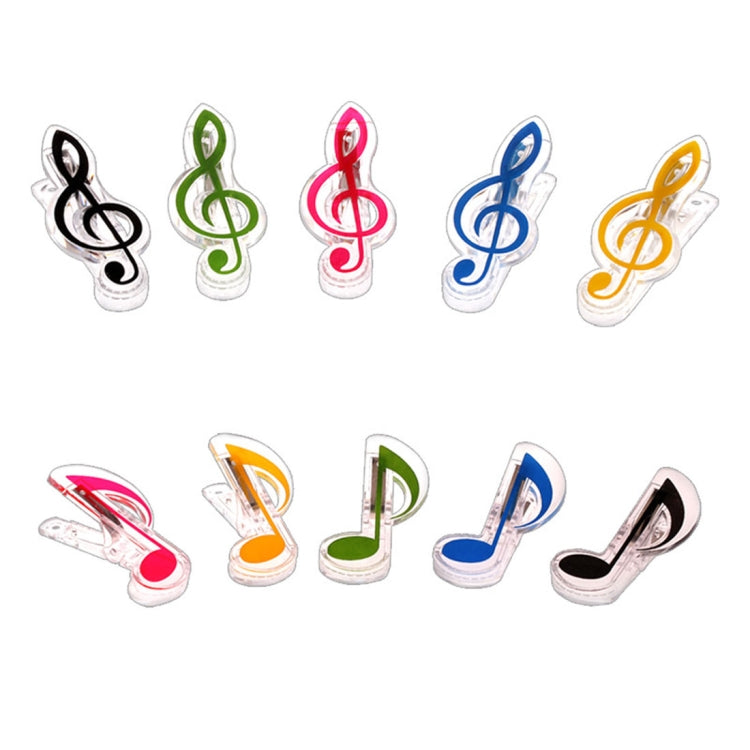 10 PCS PP Material Stainless Steel Spring Music Note Shape Book Clip Deluxe Page Holder, Random Color Delivery