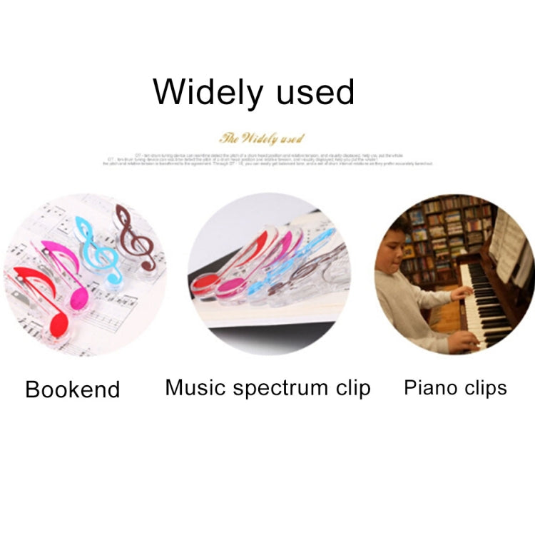 10 PCS PP Material Stainless Steel Spring Music Note Shape Book Clip Deluxe Page Holder, Random Color Delivery