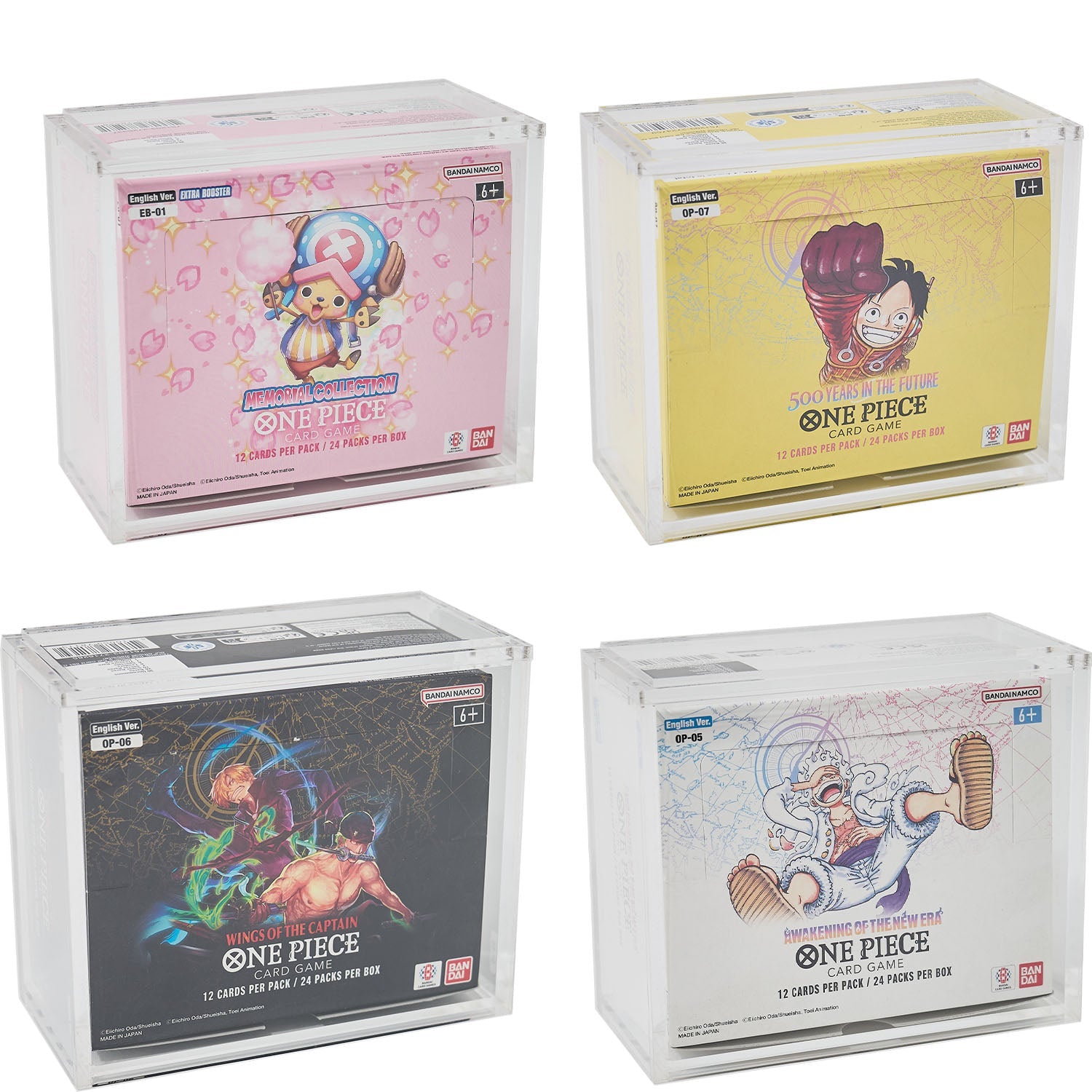Premium Acrylic Case for One Piece Booster Box OP-01 to OP-08 (01-02 Reprint) with Magnetic Top